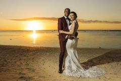 Bride and Groom Sunset Image