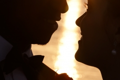 Sunset image of the Bride and Groom